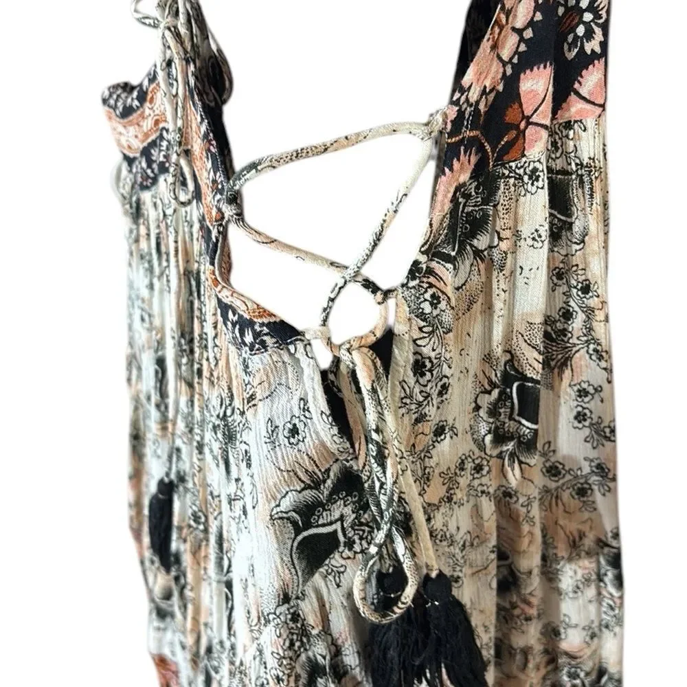 Free people women’s small Casablanca slip dress bohemian floral festival tie - Picture 5 of 8